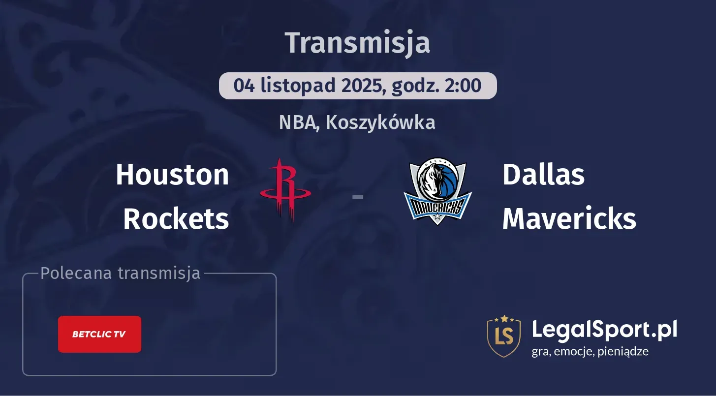 Houston Rockets - Dallas Mavericks Transmisje