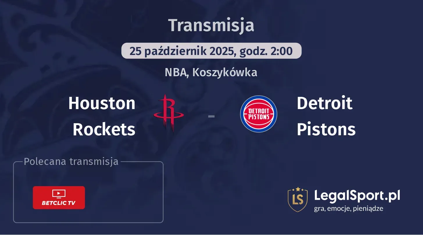 Houston Rockets - Detroit Pistons Transmisje