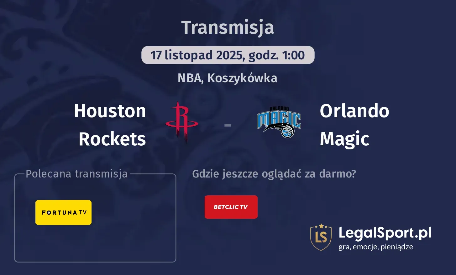 Houston Rockets - Orlando Magic Transmisje