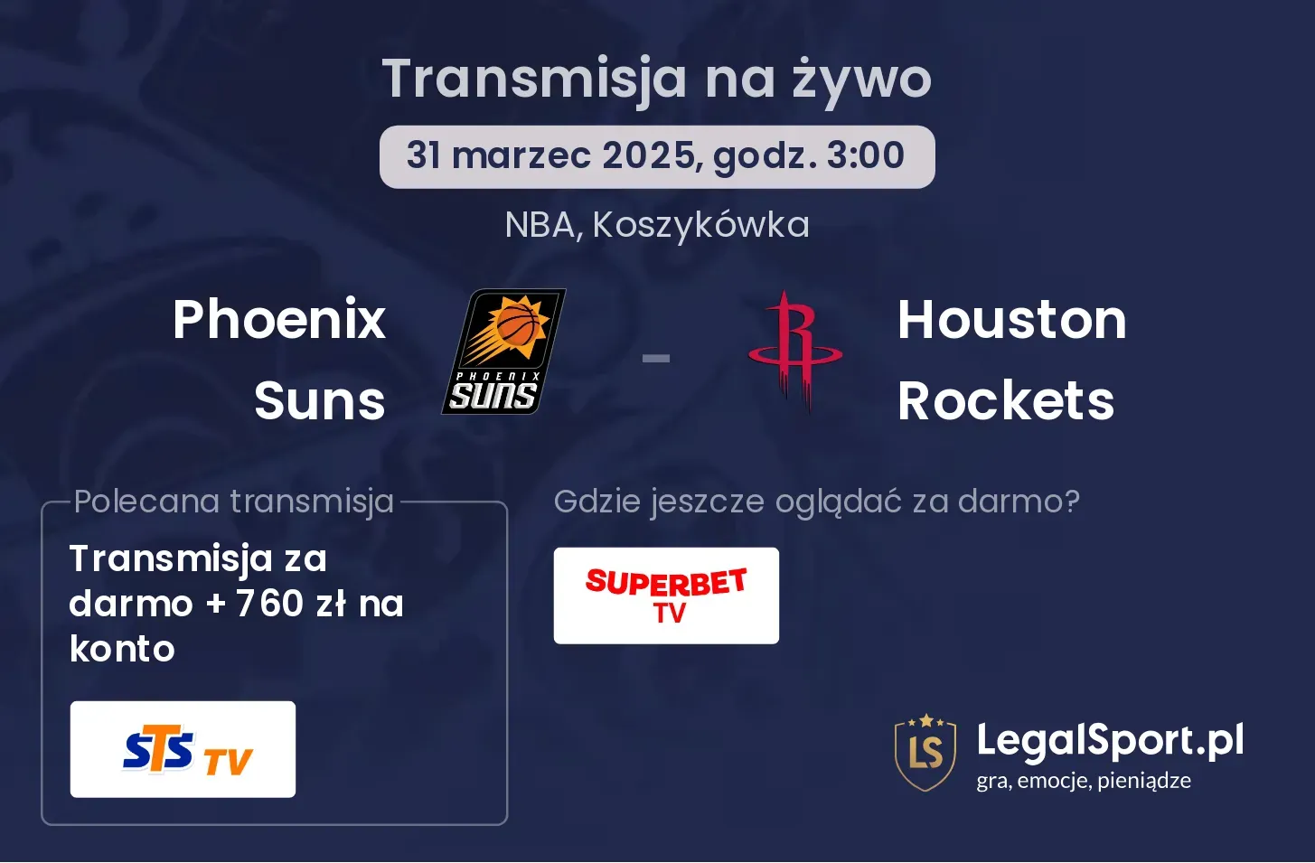 Phoenix Suns - Houston Rockets gdzie oglądać?