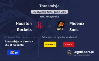 Houston Rockets - Phoenix Suns gdzie oglądać (06.01.2026)