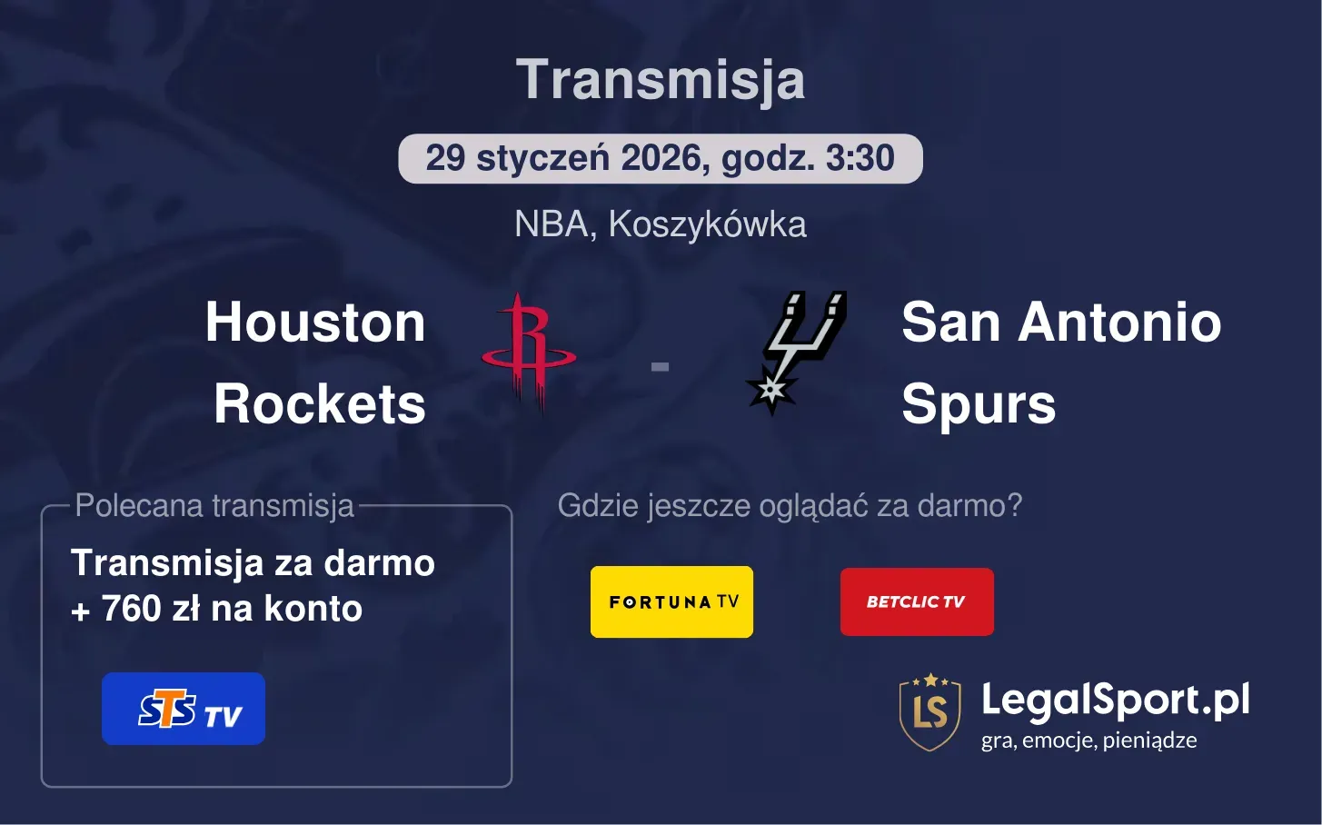 Houston Rockets - San Antonio Spurs Transmisje