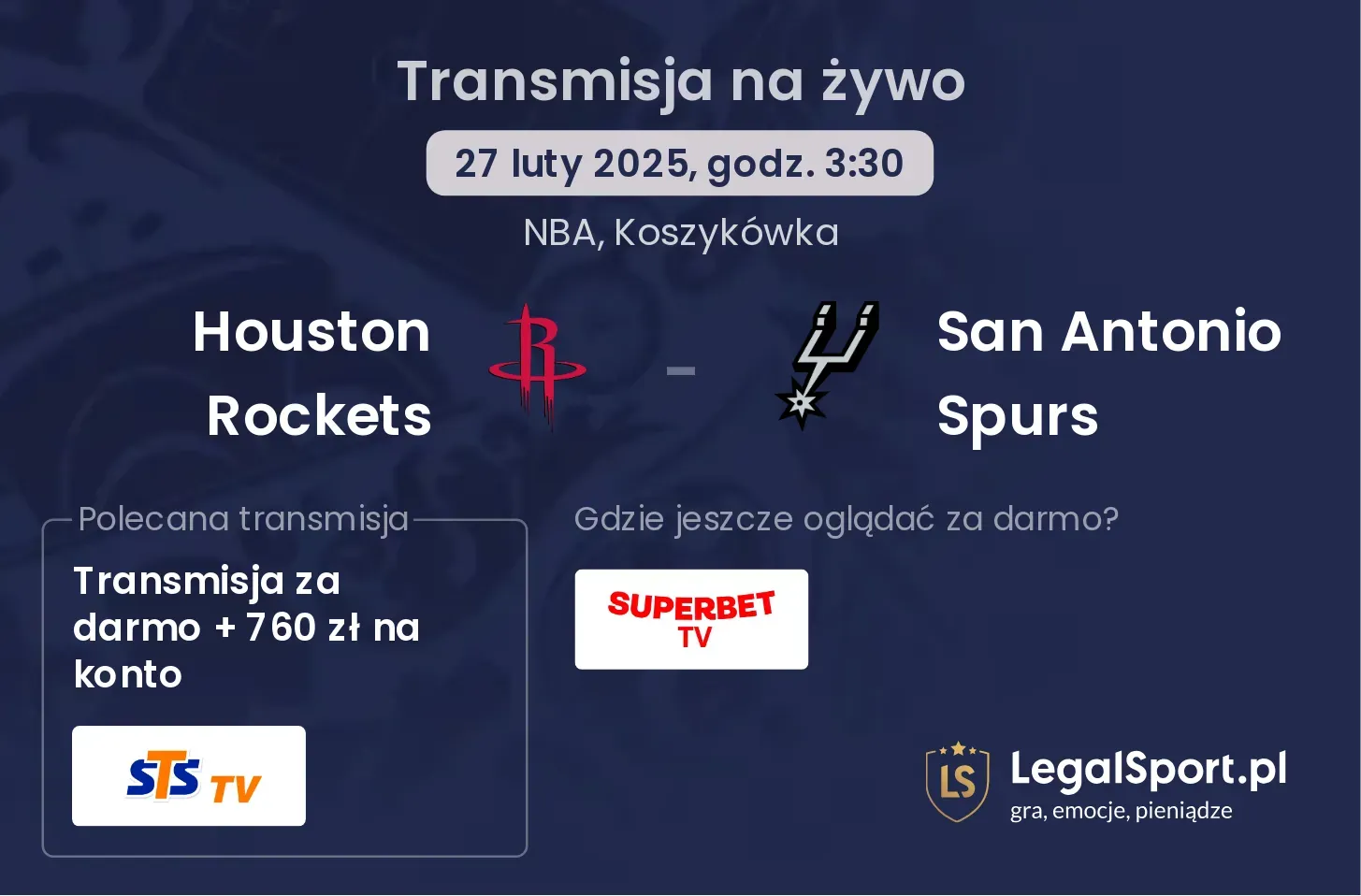 Houston Rockets - San Antonio Spurs gdzie oglądać?