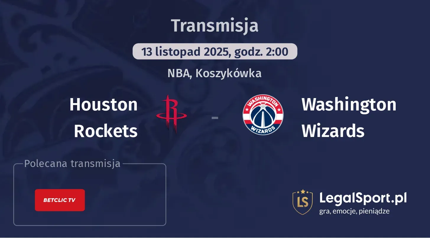 Houston Rockets - Washington Wizards Transmisje