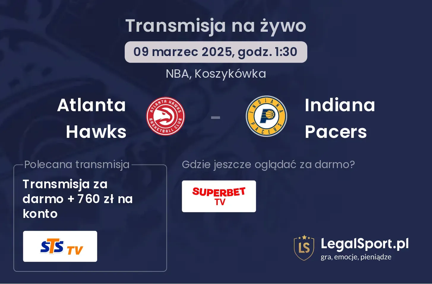 Atlanta Hawks - Indiana Pacers gdzie oglądać?