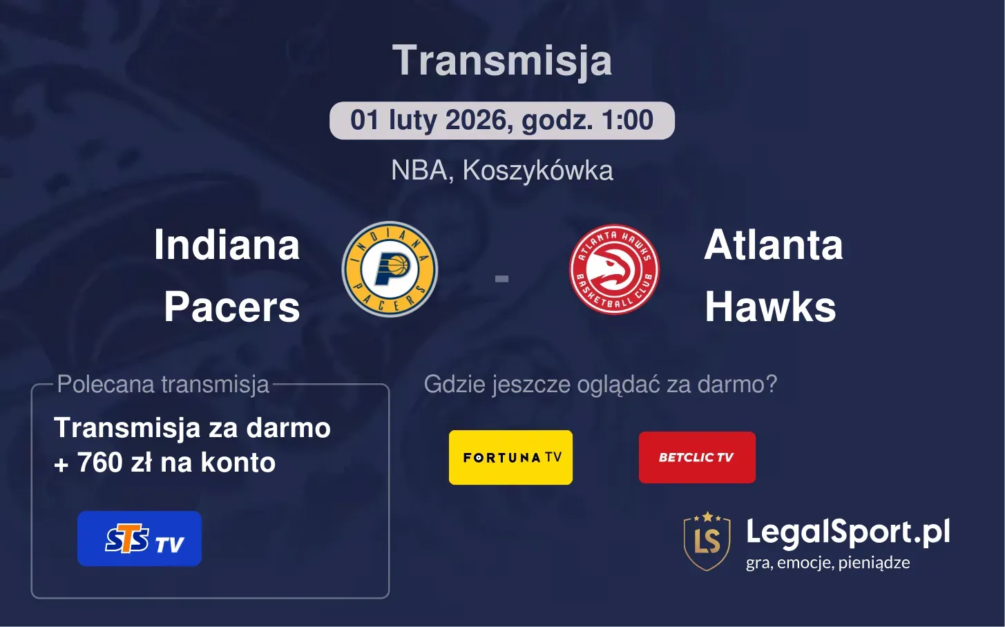 Indiana Pacers - Atlanta Hawks Transmisje