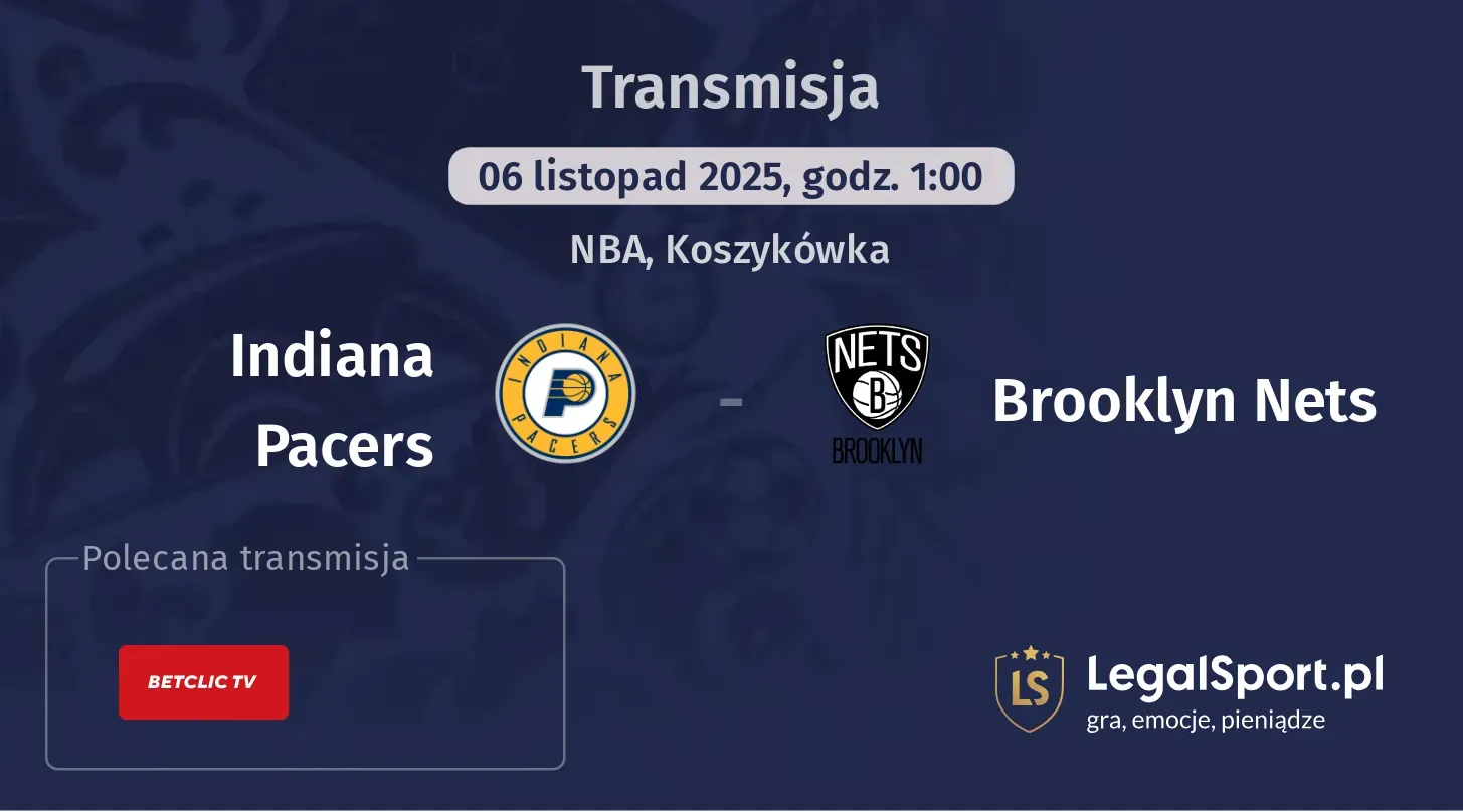 Indiana Pacers - Brooklyn Nets Transmisje
