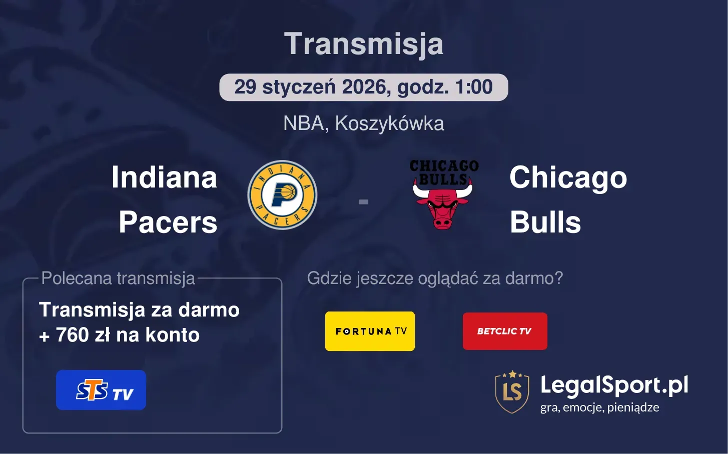 Indiana Pacers - Chicago Bulls Transmisje