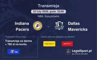 Indiana Pacers - Dallas Mavericks gdzie oglądać? (22.02)
