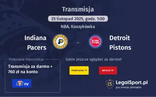 Indiana Pacers - Detroit Pistons gdzie oglądać? (25.11)