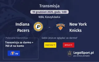 Indiana Pacers - New York Knicks gdzie oglądać (19.12.2025)