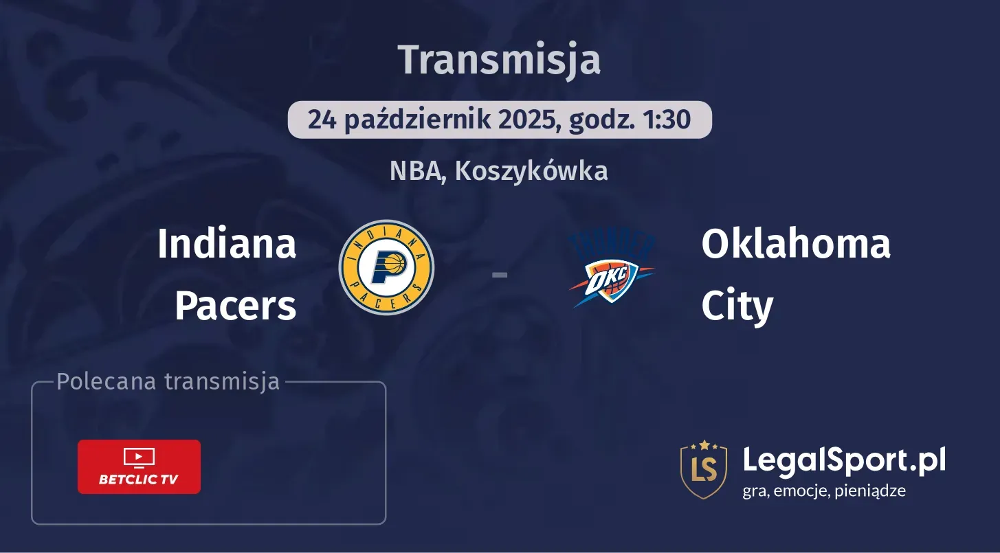 Indiana Pacers - Oklahoma City Transmisje