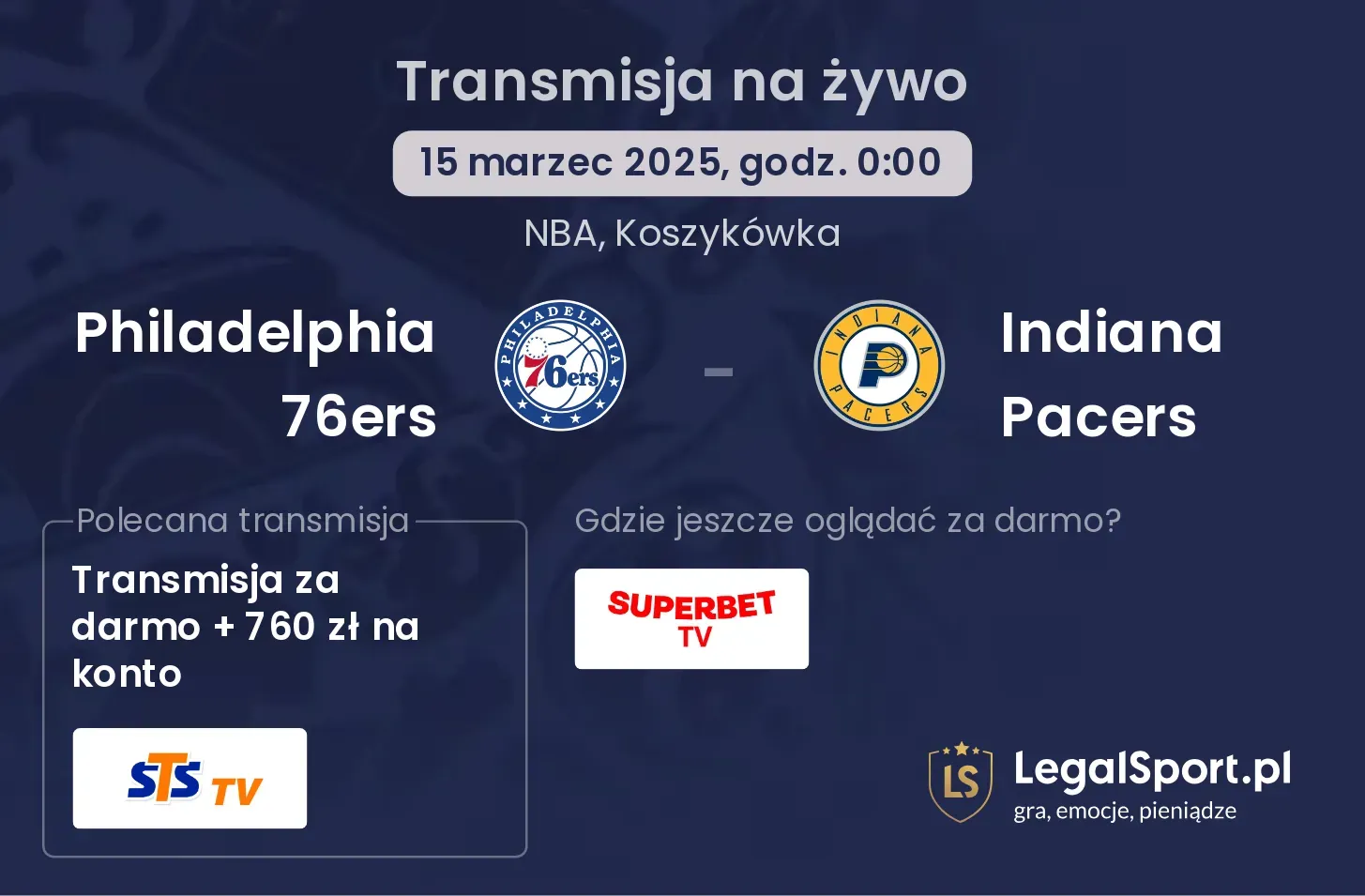 Philadelphia 76ers - Indiana Pacers gdzie oglądać?