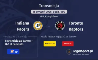 Indiana Pacers - Toronto Raptors gdzie oglądać (15.01.2026)