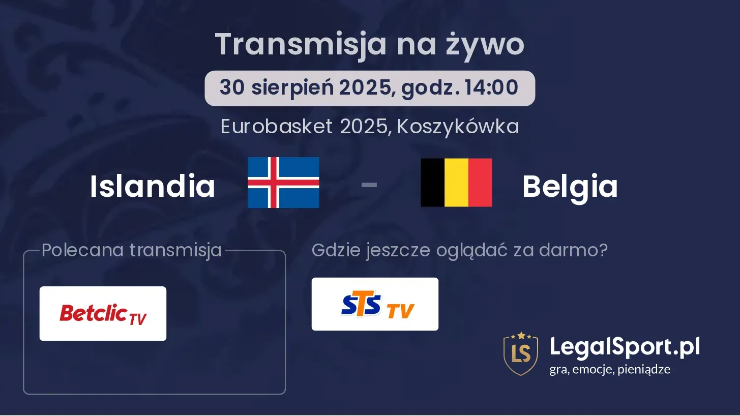 Islandia - Belgia gdzie oglądać?