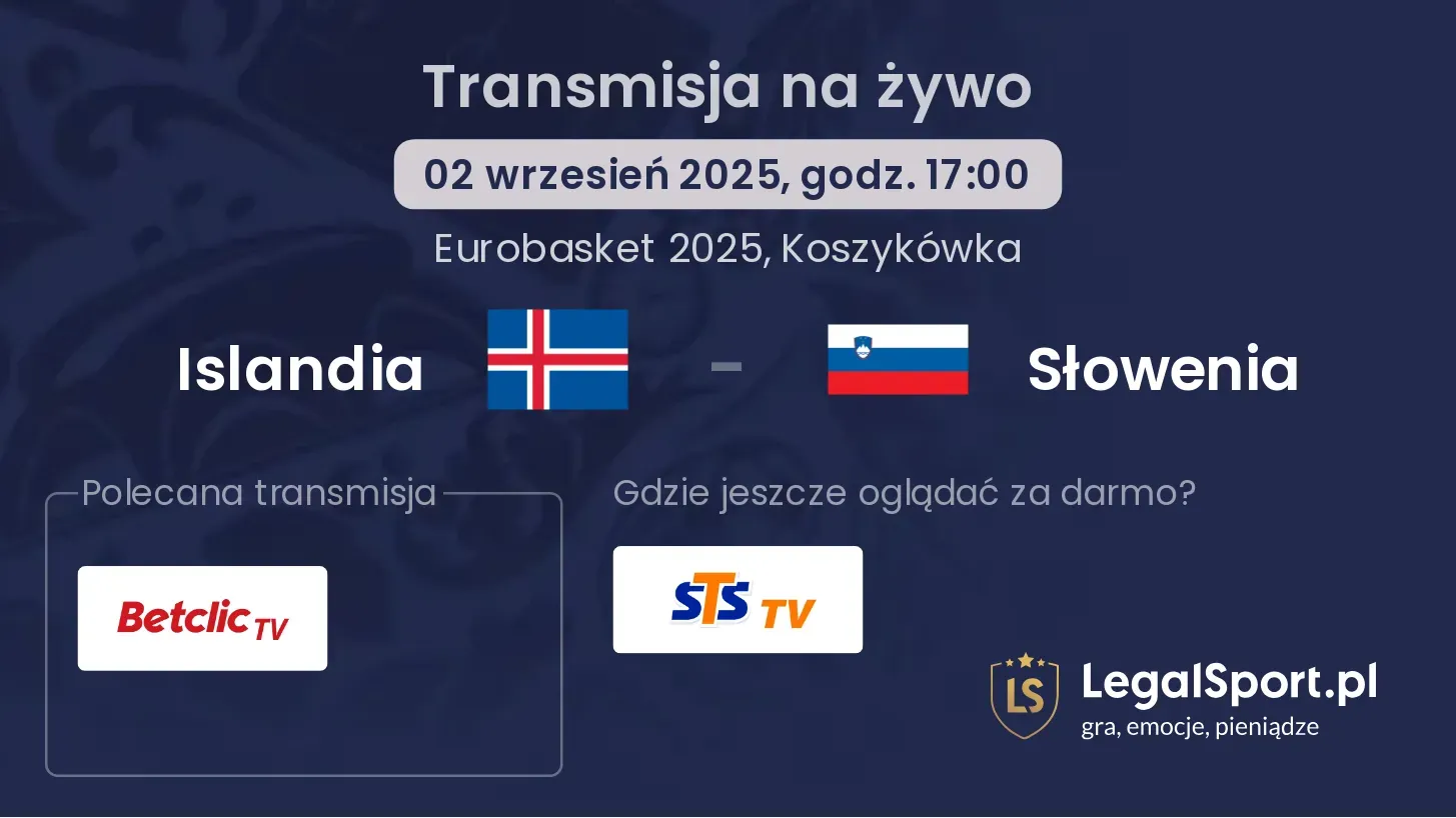 Islandia - Słowenia transmisja na żywo