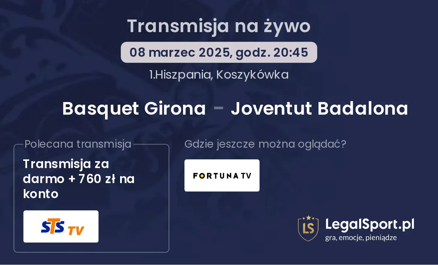 Basquet Girona - Joventut Badalona gdzie oglądać transmisję?