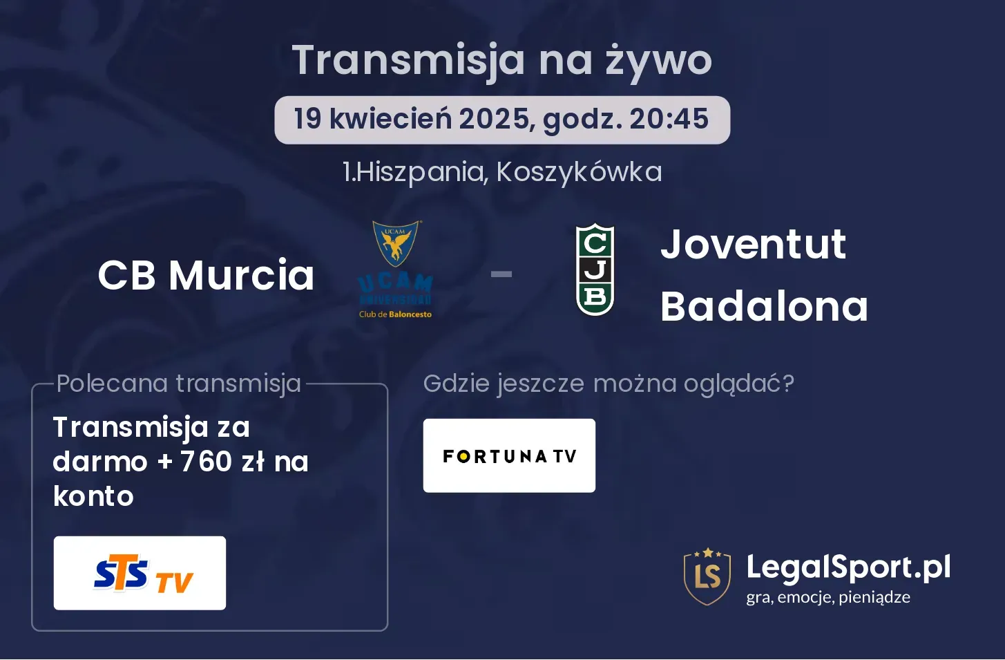 CB Murcia - Joventut Badalona gdzie oglądać?