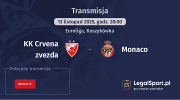 KK Crvena zvezda - Monaco gdzie oglądać? (13.11)