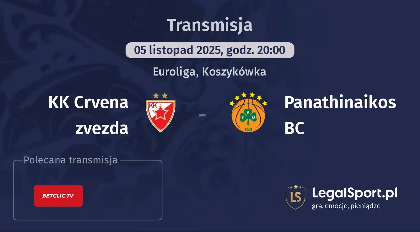 KK Crvena zvezda - Panathinaikos BC Transmisje