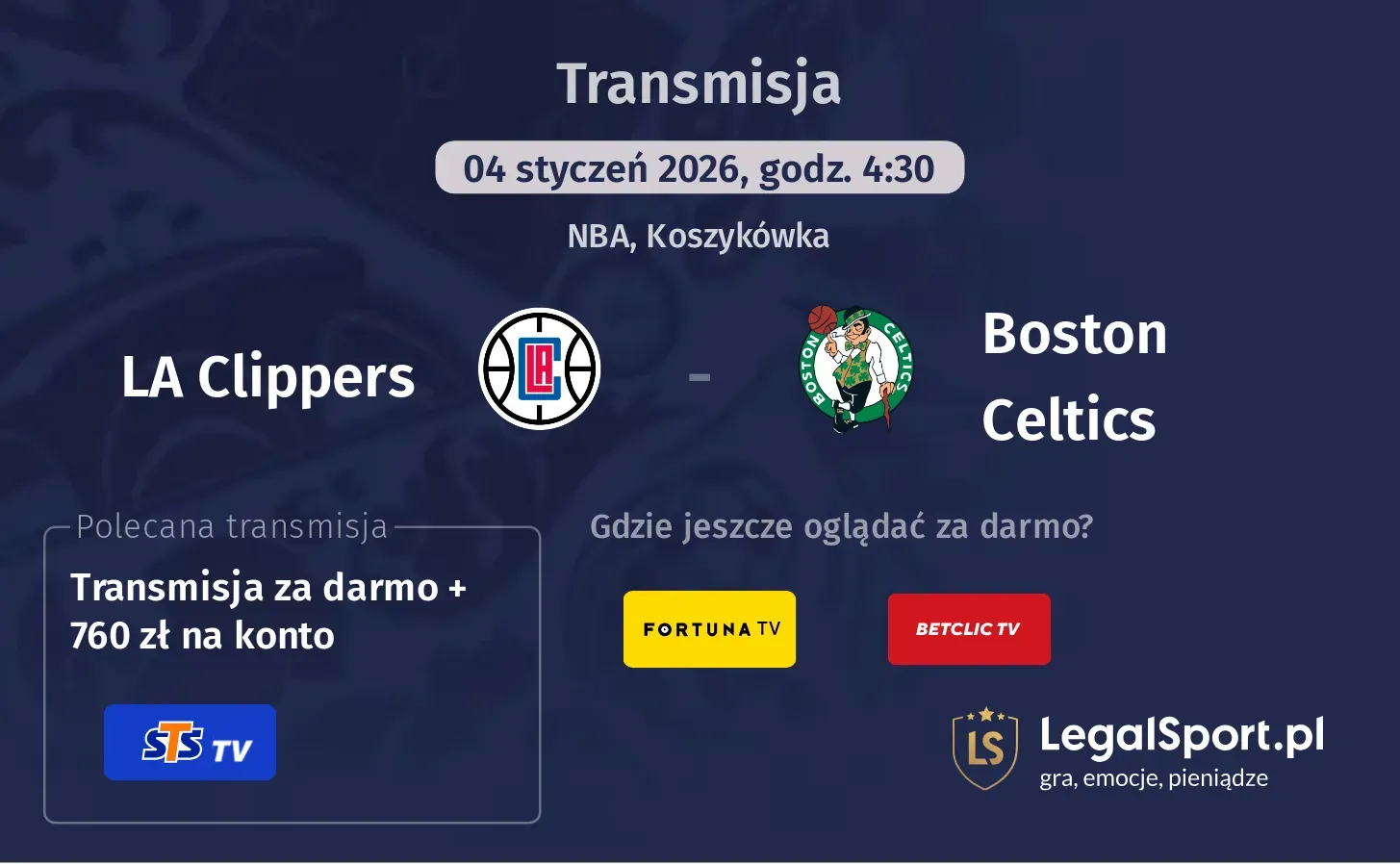 LA Clippers - Boston Celtics Transmisje