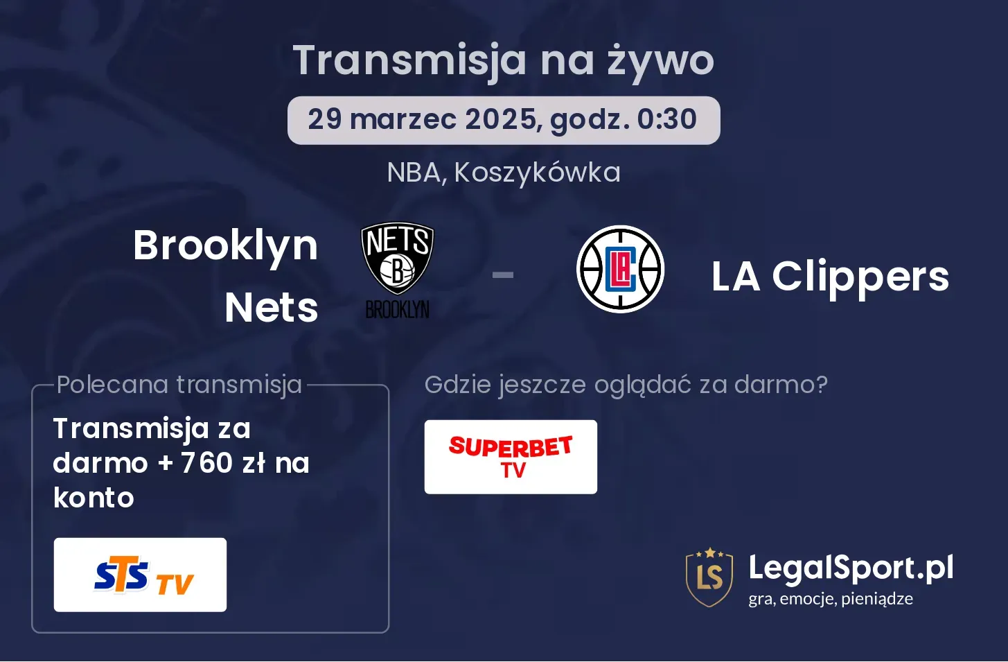 LA Clippers - Brooklyn Nets transmisja na żywo