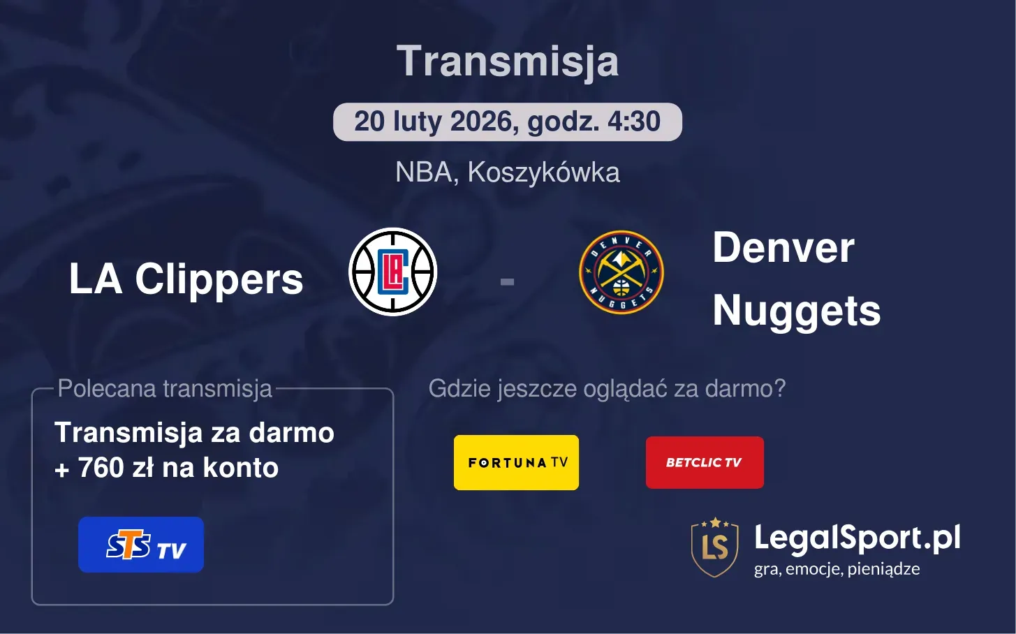 LA Clippers - Denver Nuggets Transmisje