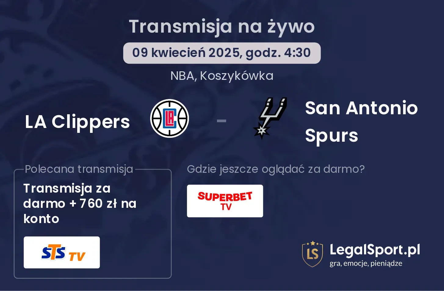 LA Clippers - San Antonio Spurs gdzie oglądać?