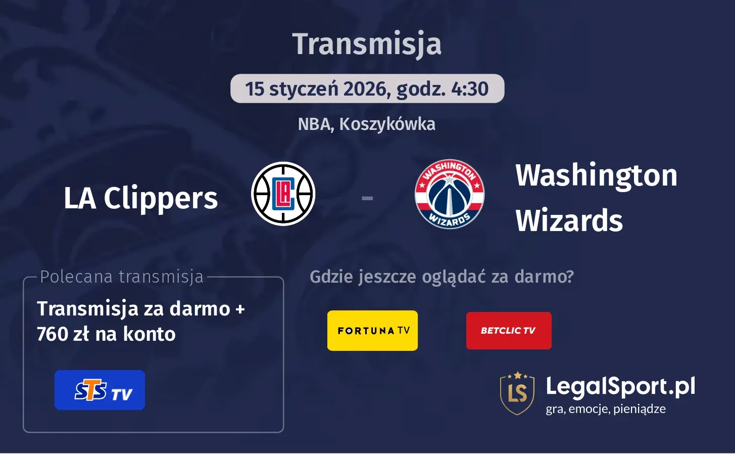 LA Clippers - Washington Wizards Transmisje
