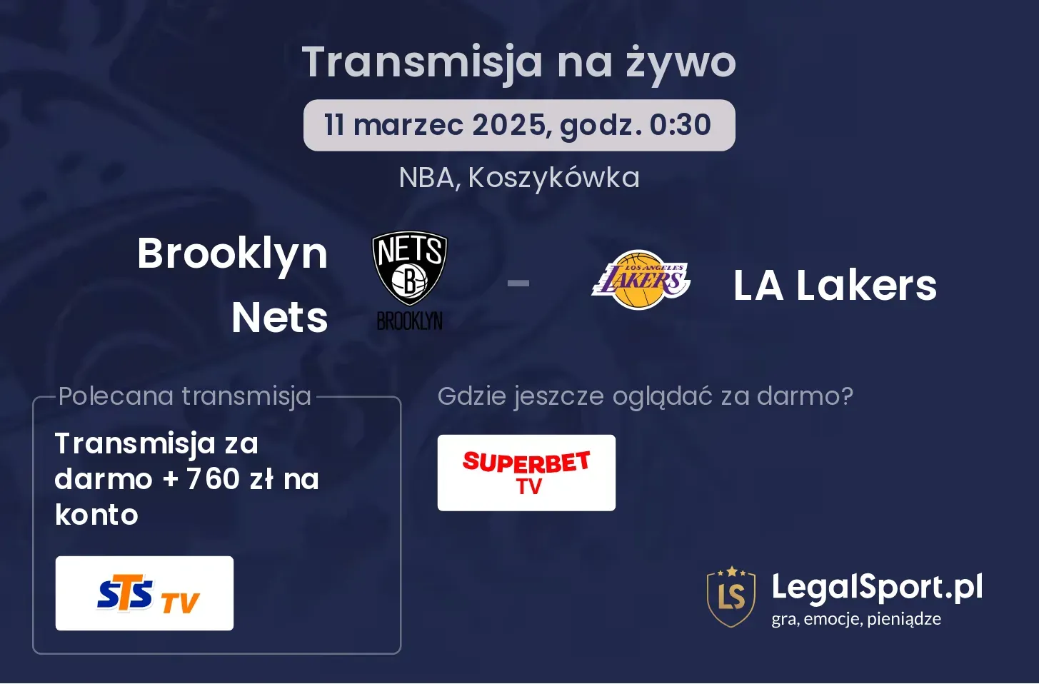 Brooklyn Nets - LA Lakers gdzie oglądać?