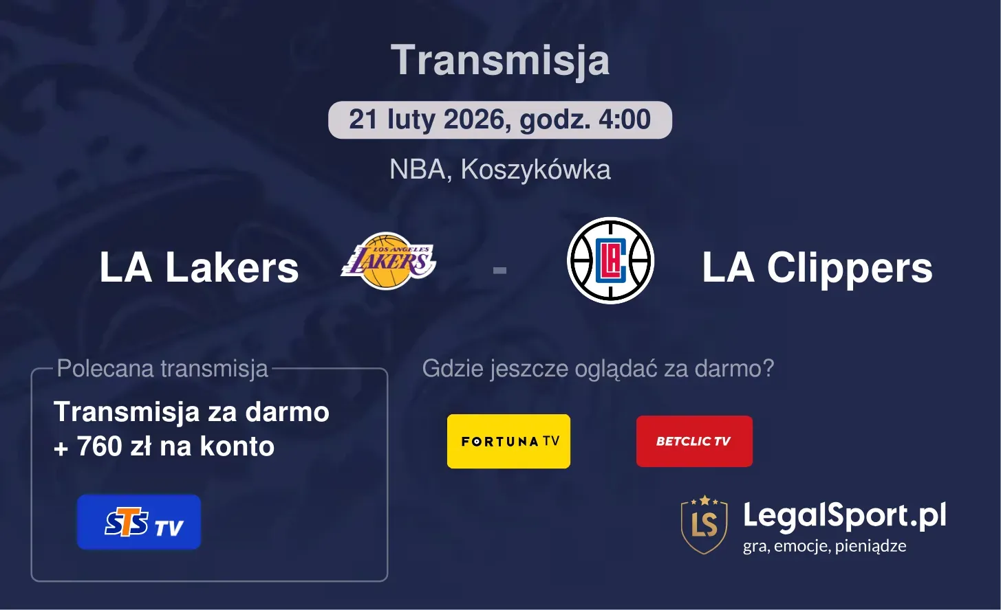 LA Lakers - LA Clippers Transmisje