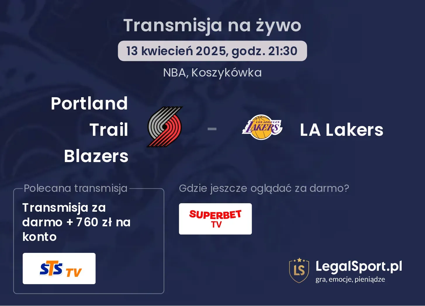 Portland Trail Blazers - LA Lakers gdzie oglądać?