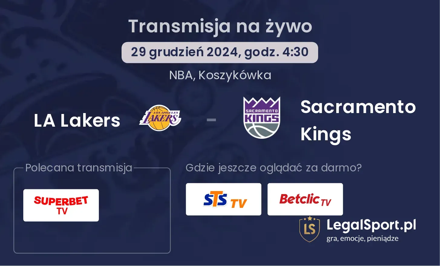 LA Lakers - Sacramento Kings gdzie oglądać?