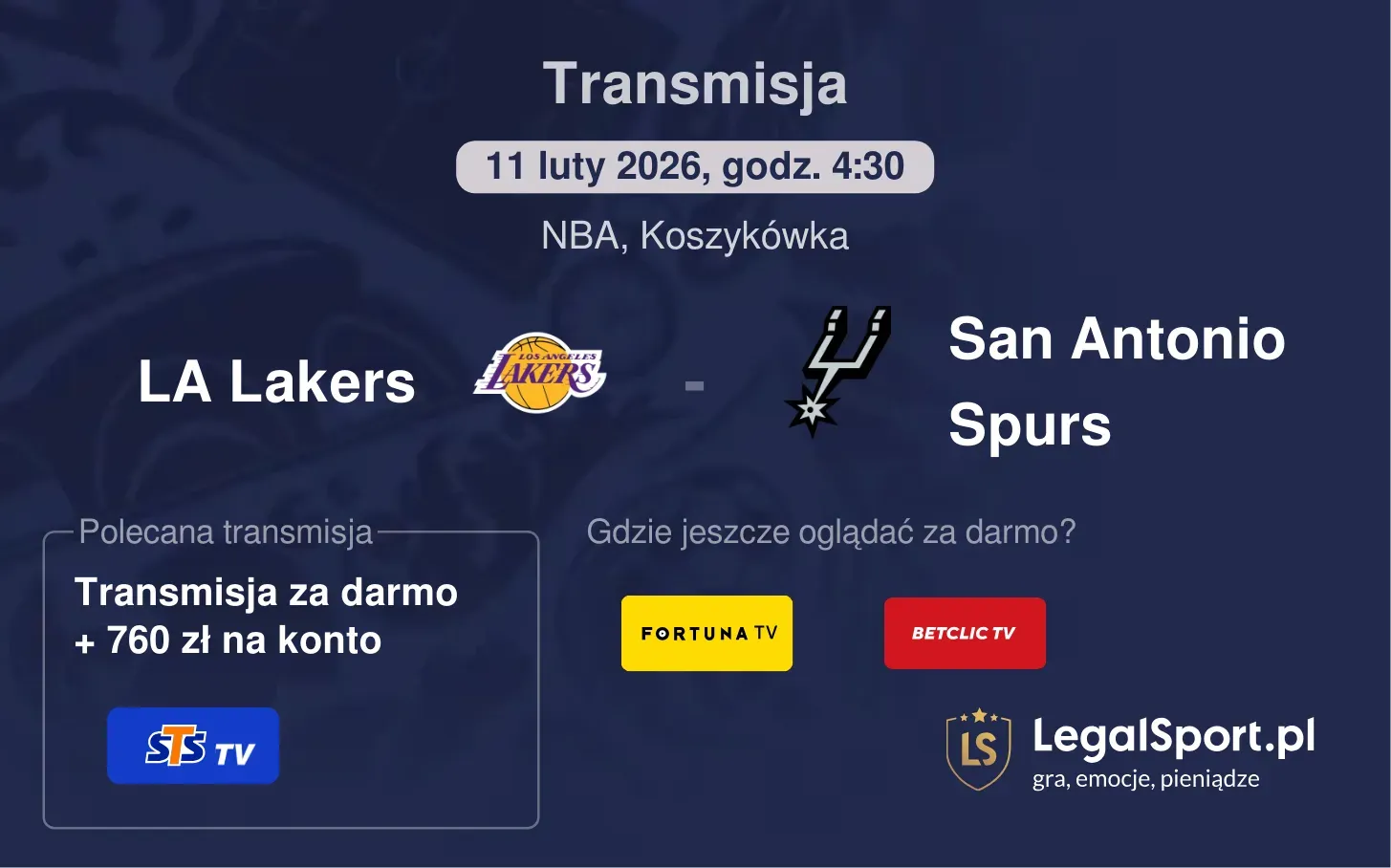 LA Lakers - San Antonio Spurs Transmisje
