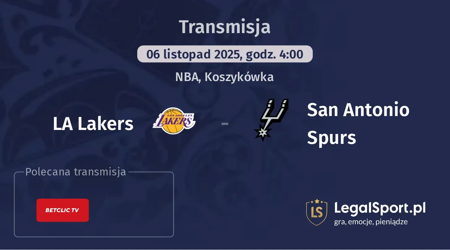 LA Lakers - San Antonio Spurs Transmisje