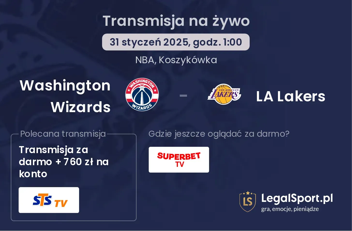 Washington Wizards - LA Lakers gdzie oglądać?