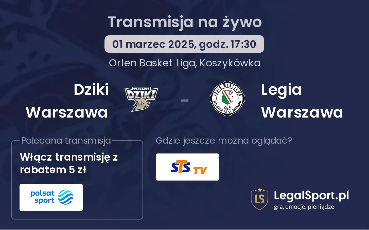 Dziki Warszawa - Legia Warszawa gdzie oglądać?