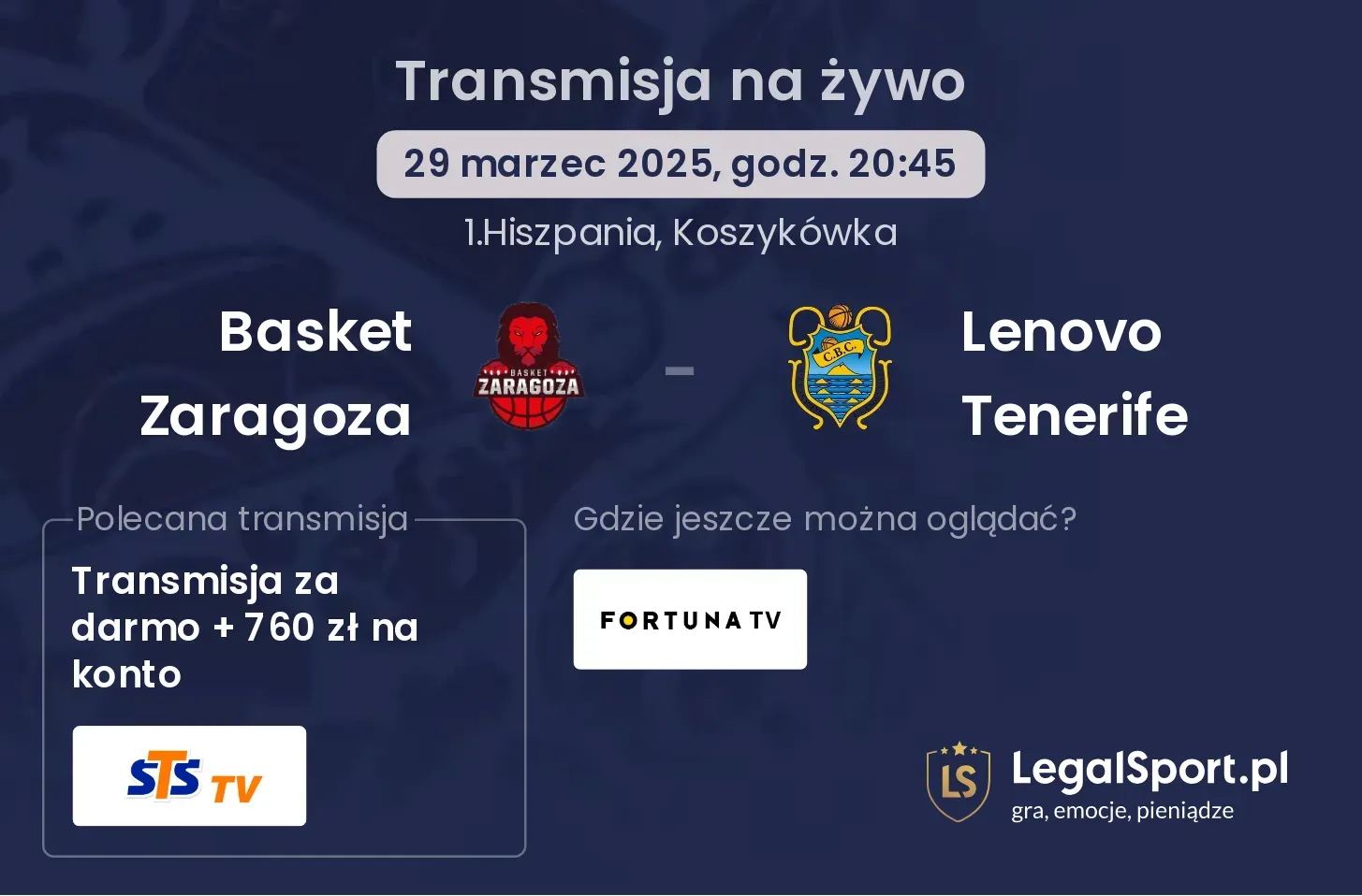 Basket Zaragoza - Lenovo Tenerife gdzie oglądać?