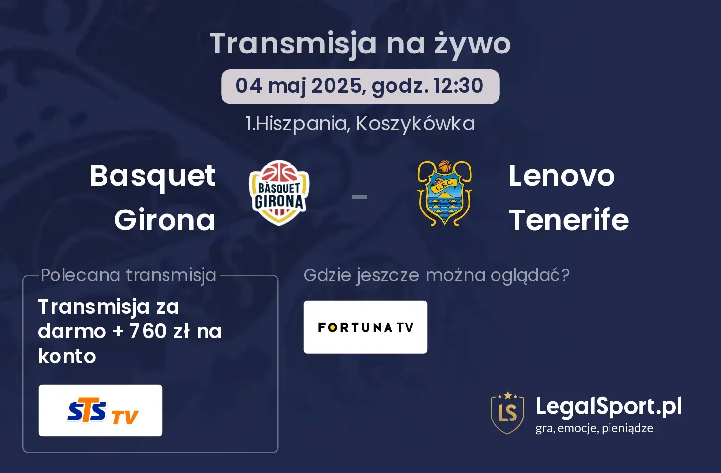 Basquet Girona - Lenovo Tenerife gdzie oglądać transmisję?