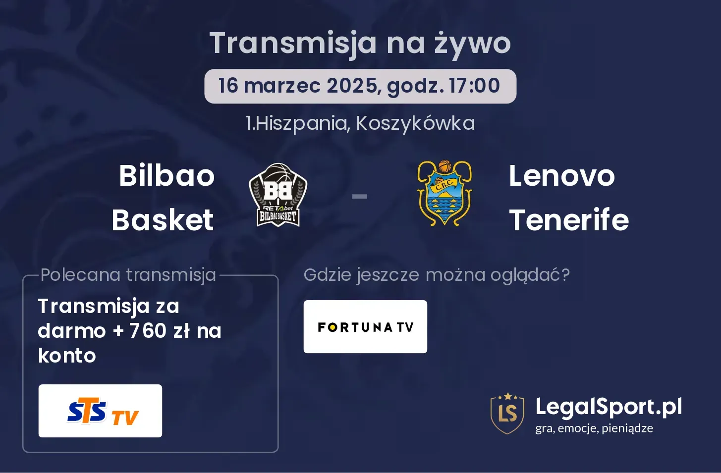 Lenovo Tenerife - Bilbao Basket transmisja na żywo