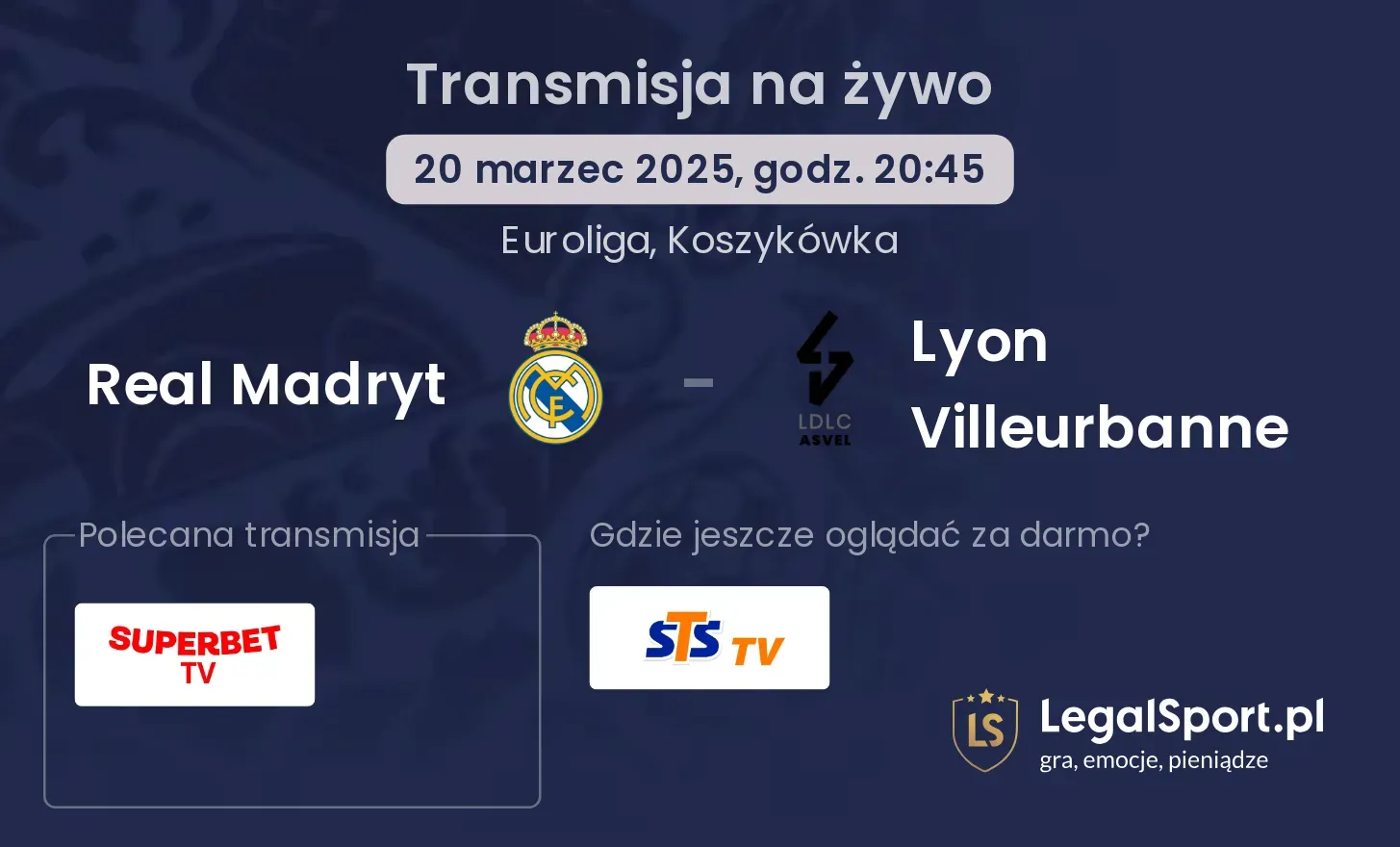 Real Madryt - Lyon Villeurbanne gdzie oglądać transmisję?