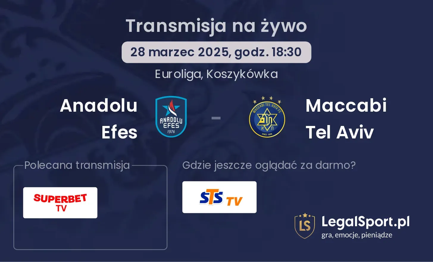Anadolu Efes - Maccabi Tel Aviv gdzie oglądać?