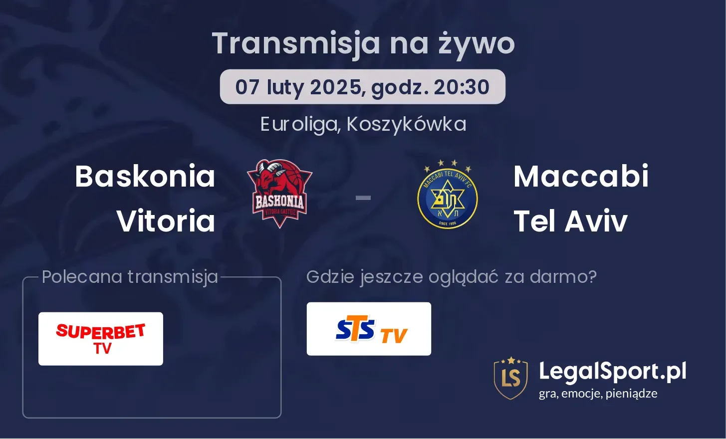 Baskonia Vitoria - Maccabi Tel Aviv gdzie oglądać?