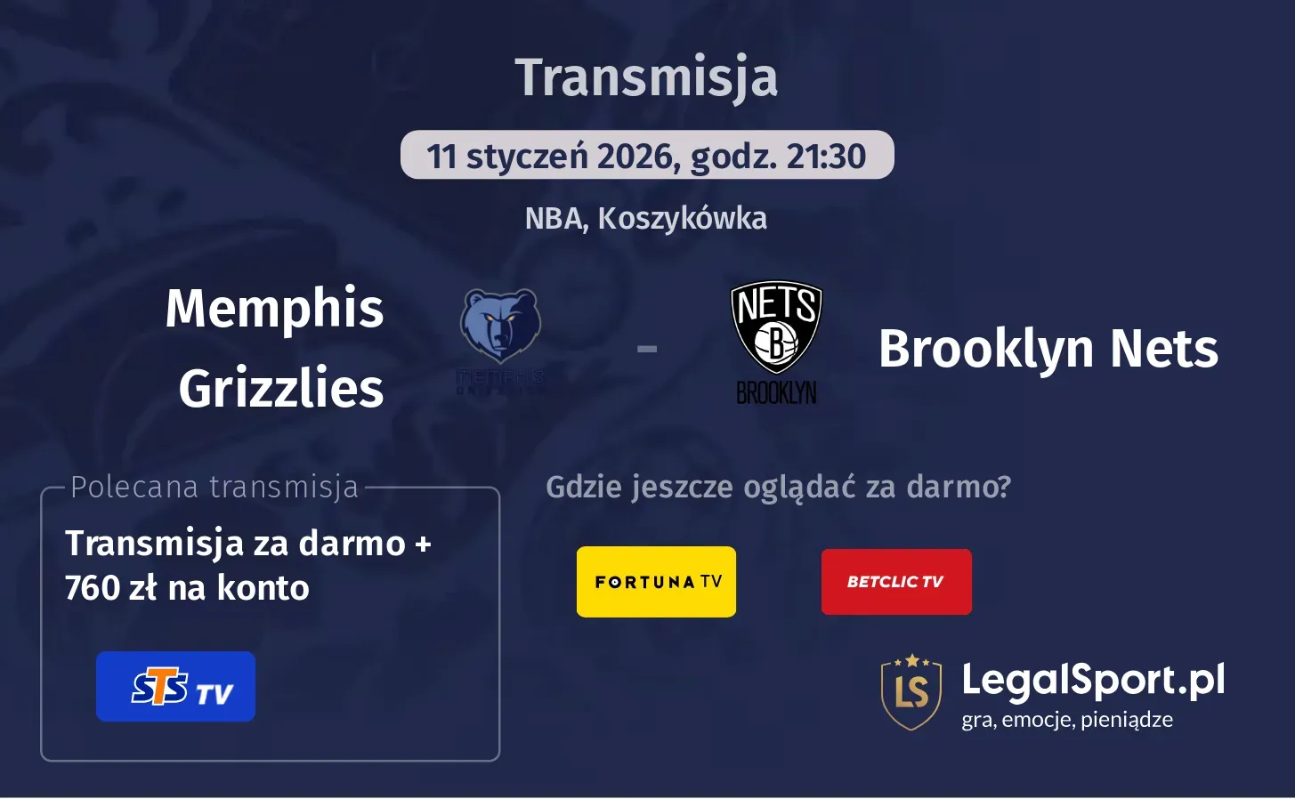 Memphis Grizzlies - Brooklyn Nets Transmisje