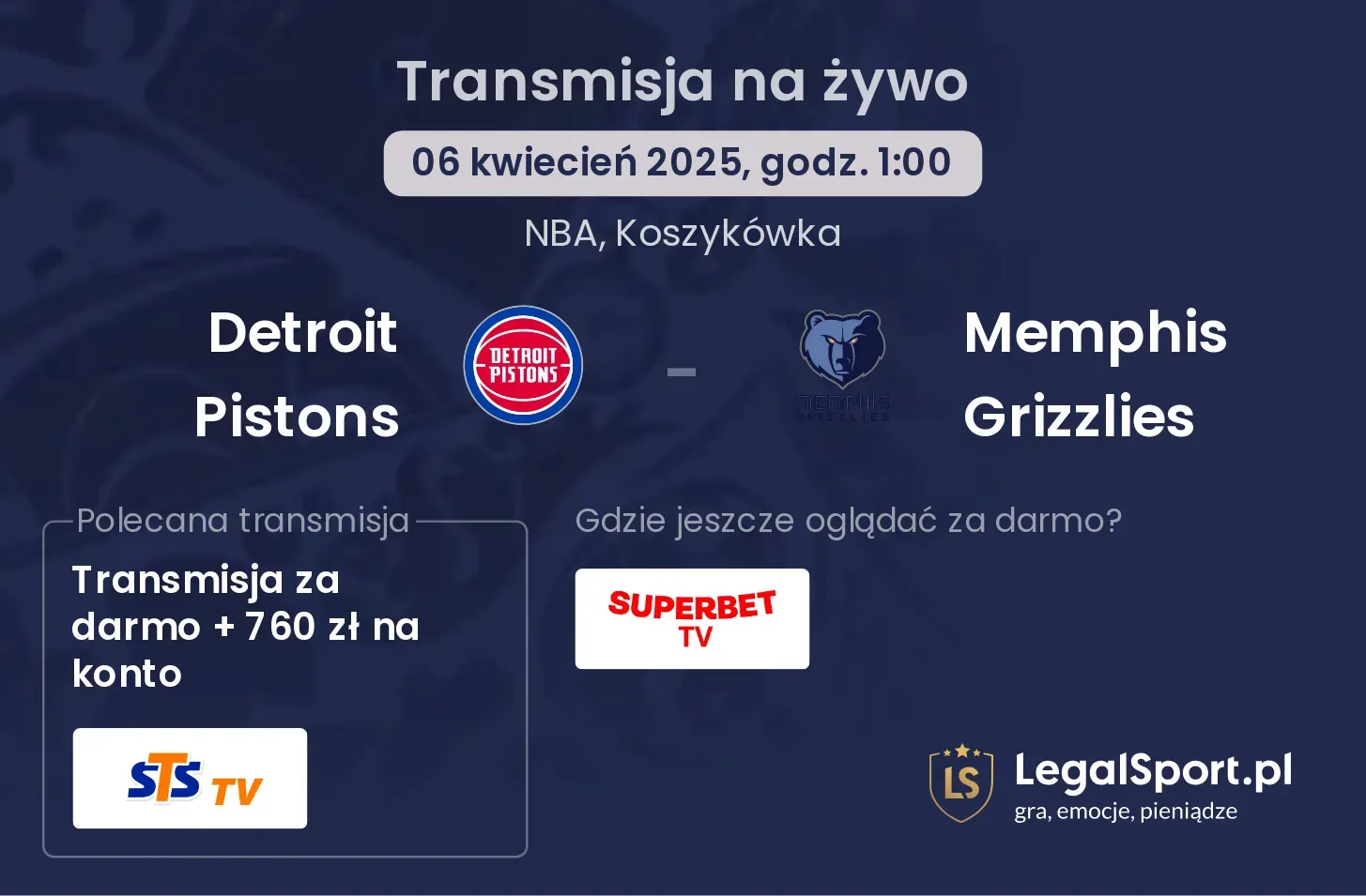 Detroit Pistons - Memphis Grizzlies gdzie oglądać?