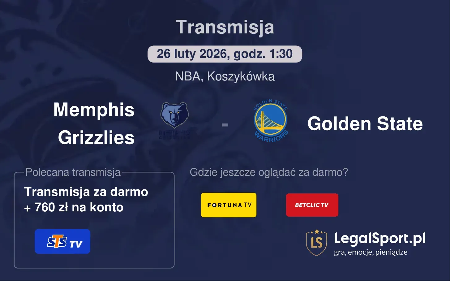 Memphis Grizzlies - Golden State Transmisje