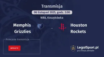 Memphis Grizzlies - Houston Rockets gdzie oglądać? (06.11)