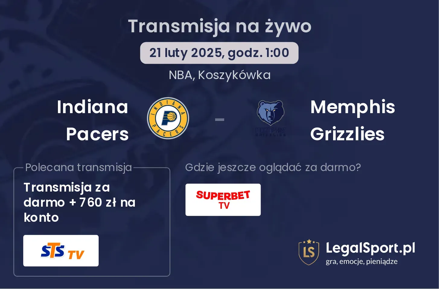 Indiana Pacers - Memphis Grizzlies gdzie oglądać?