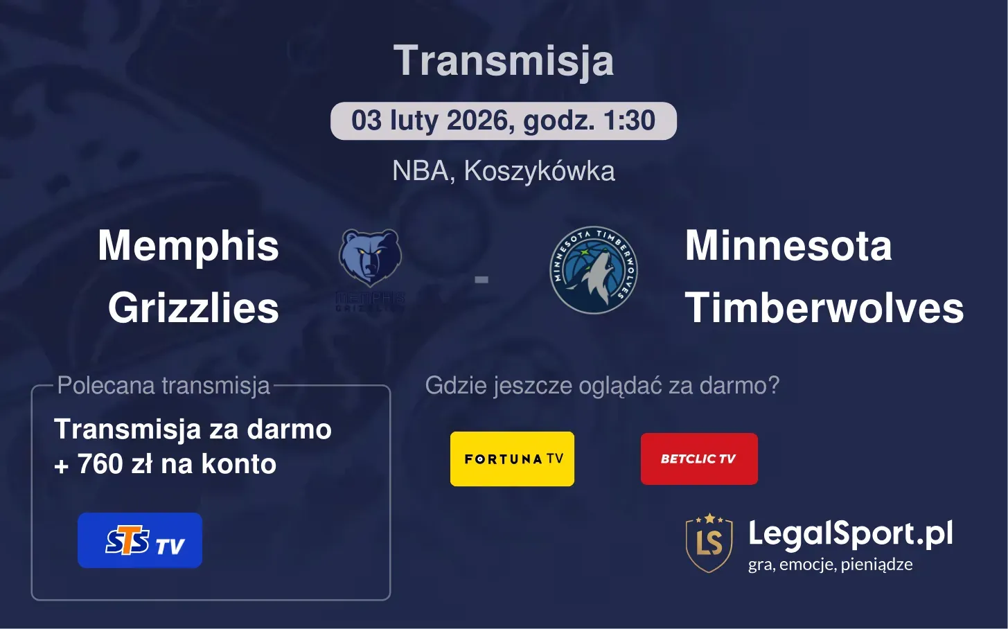 Memphis Grizzlies - Minnesota Timberwolves Transmisje