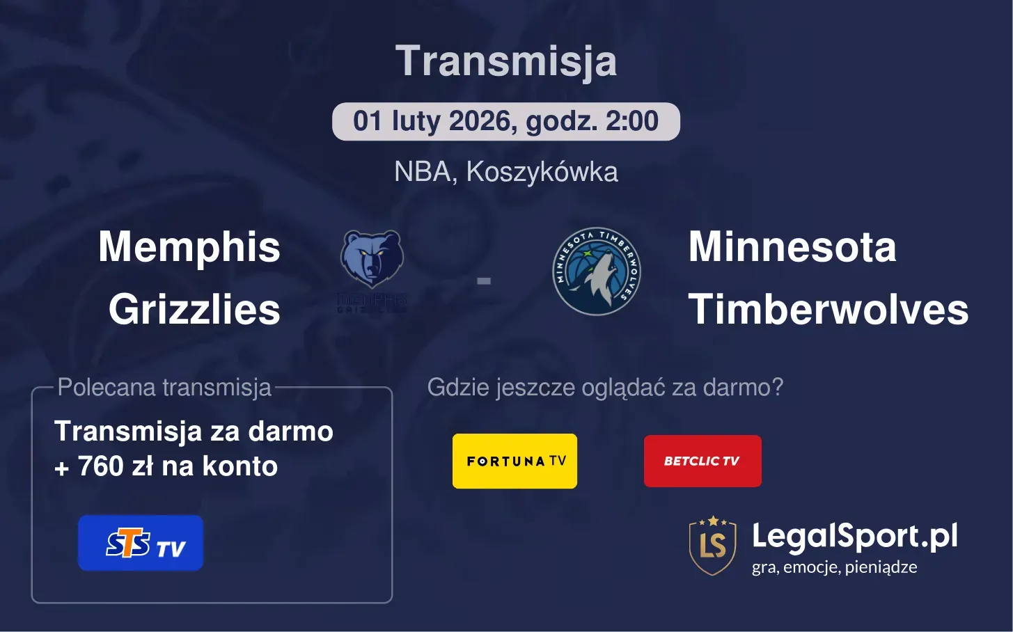 Memphis Grizzlies - Minnesota Timberwolves Transmisje